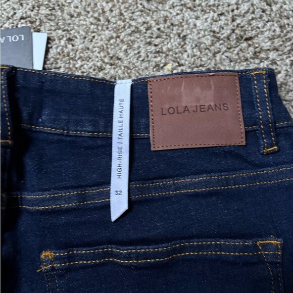 NEW Lola Denim-Alice Flare High-Rise Dark Blue Stretch Premium Denim Jeans 32 - Picture 14 of 14